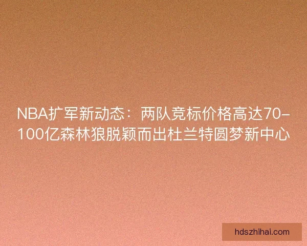 NBA扩军新动态：两队竞标价格高达70-100亿森林狼脱颖而出杜兰特圆梦新中心