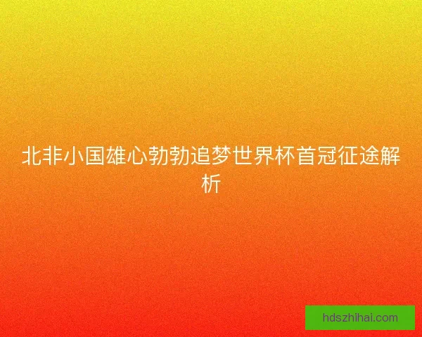 北非小国雄心勃勃追梦世界杯首冠征途解析 北非小国雄心勃勃追梦世界杯首冠征途解析